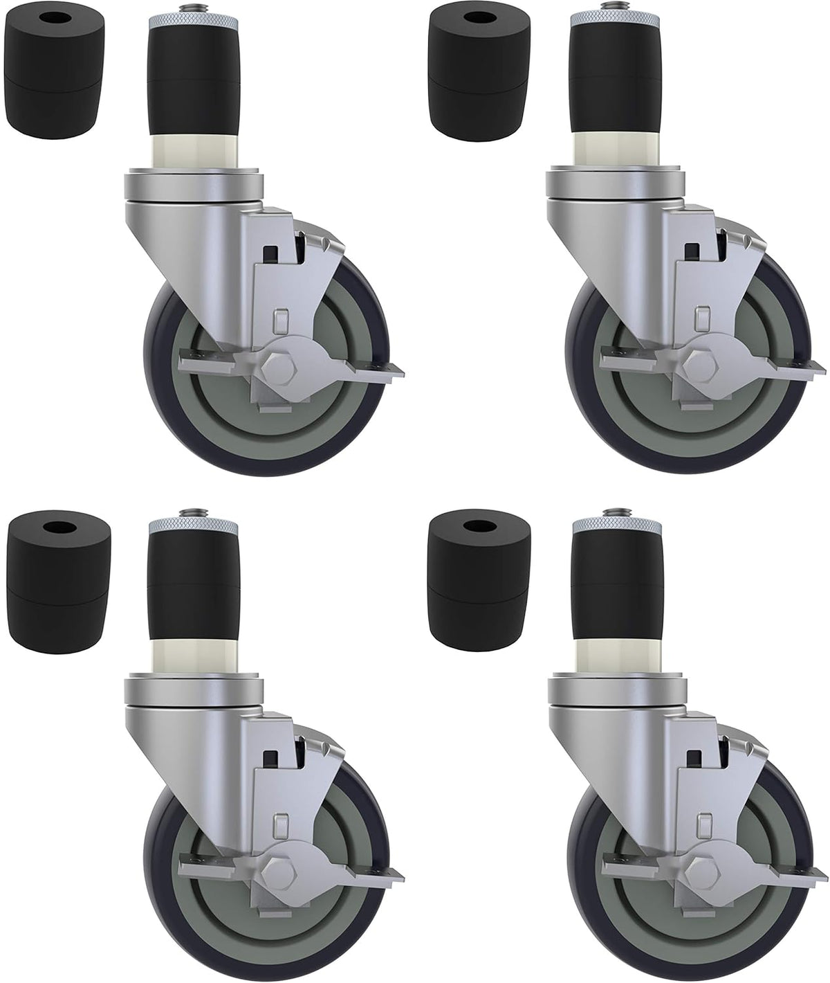 4 inch Prep Table Casters Set of 4 with Brake E11124