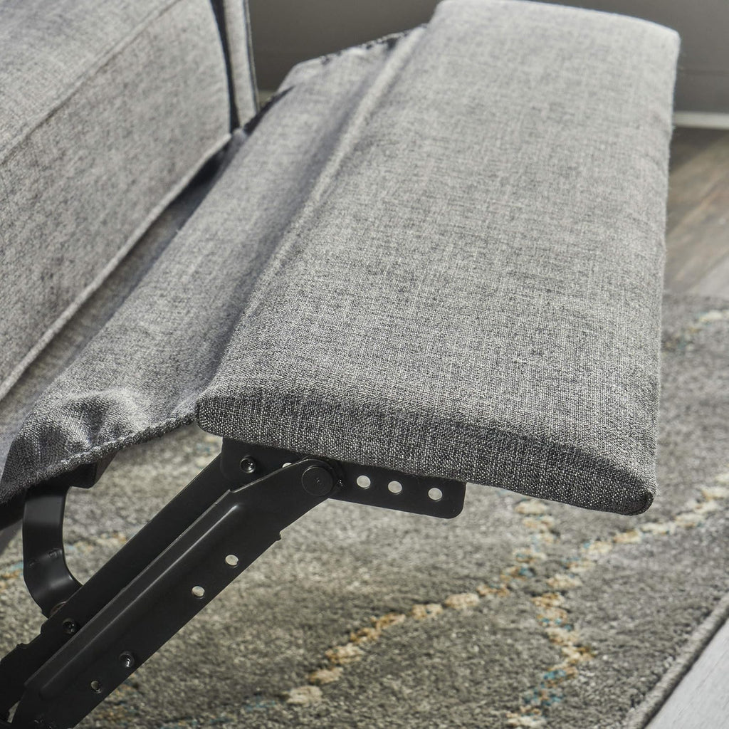 Grey Black Buttoned Fabric Reclining Loveseat J7686