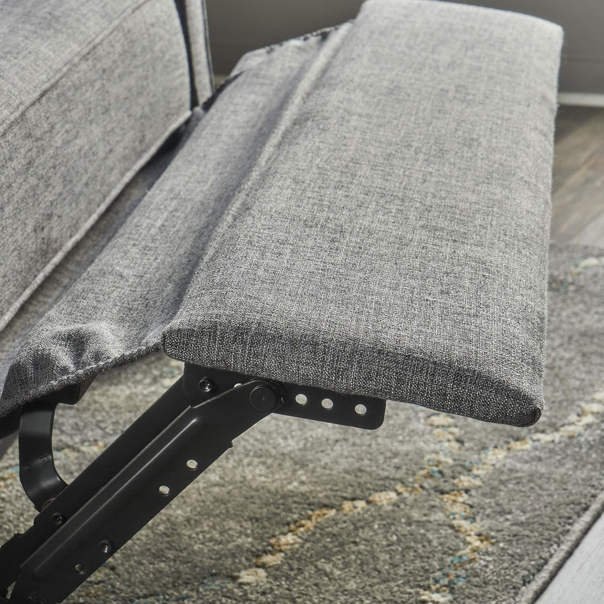 Grey Black Buttoned Fabric Reclining Loveseat J7686