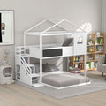 Twin over Full Bunk Bed with Storage Staircase and Blackboard White O428241