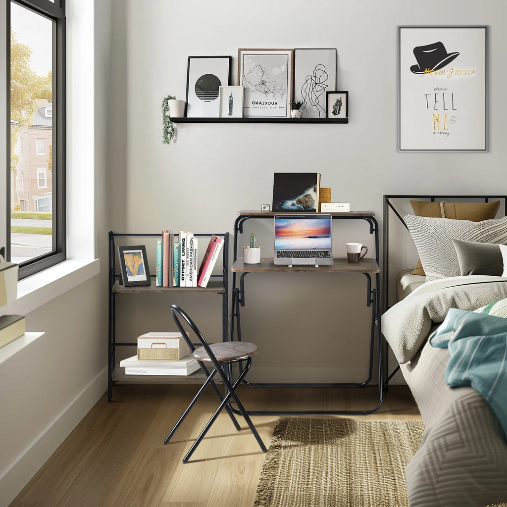 3 Pieces Kids Study Desk Chair Set with Bookshelf L450