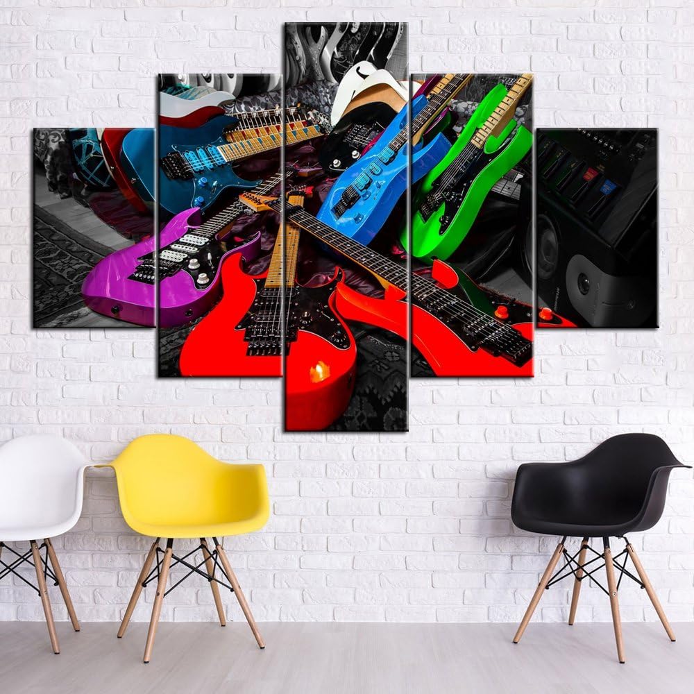 Black and White 5 Piece Canvas Wall Art Turntables Paintings X949676
