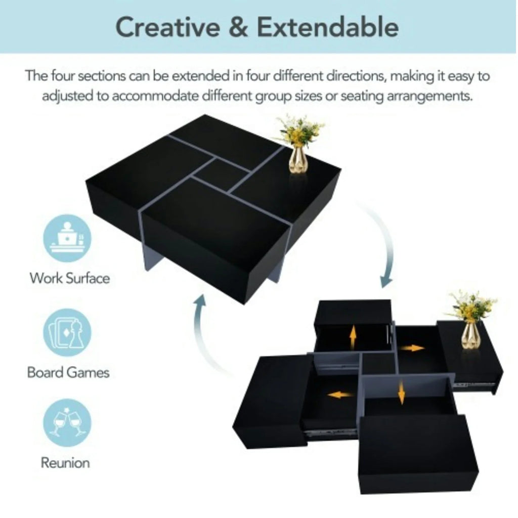 Coffee Table with 4 Hidden Storage Compartments V9313