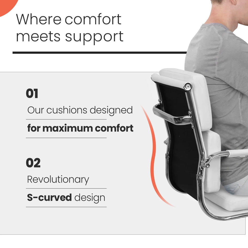 Mid Century Modern White Cushioned Office Chair Q428563