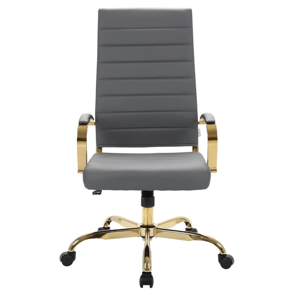 High-Back Leather Office Chair With Gold Frame Q807