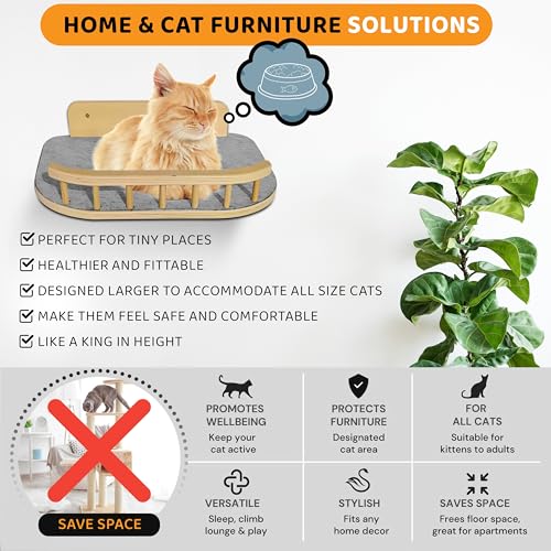 3 Steps Hardwood Cat Wall Shelves B552