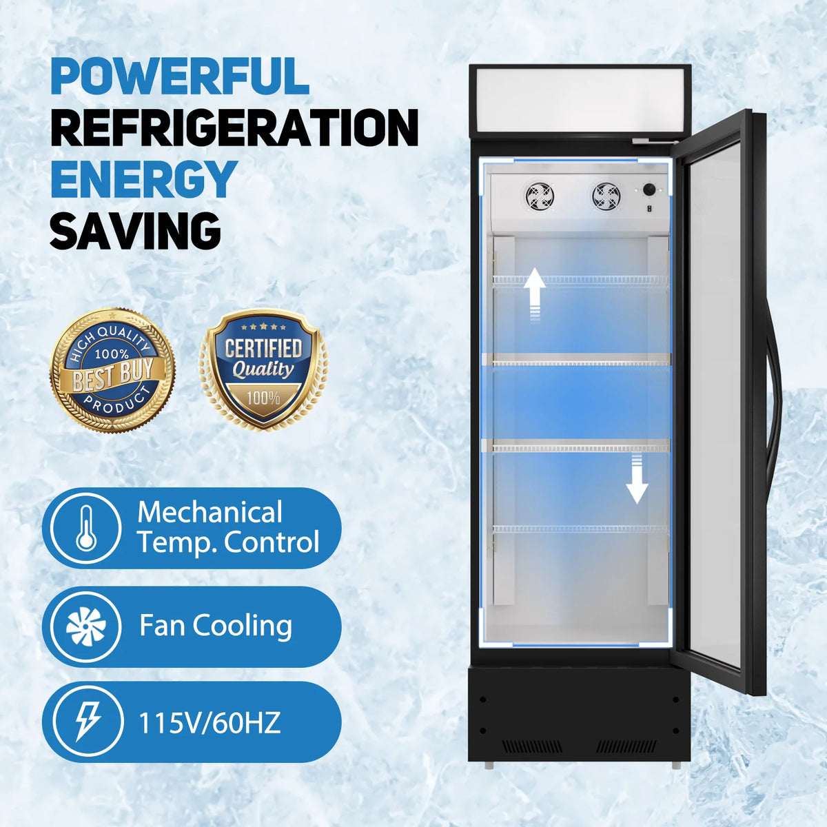 24" Commercial Glass Door Beverage Refrigerator with Adjustable Shelves D220669