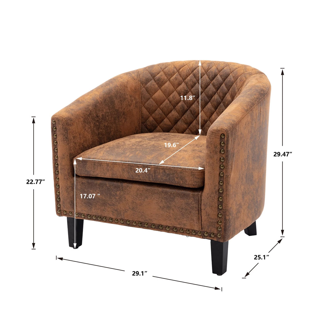 Linen Barrel Chair with Nailheads U78427