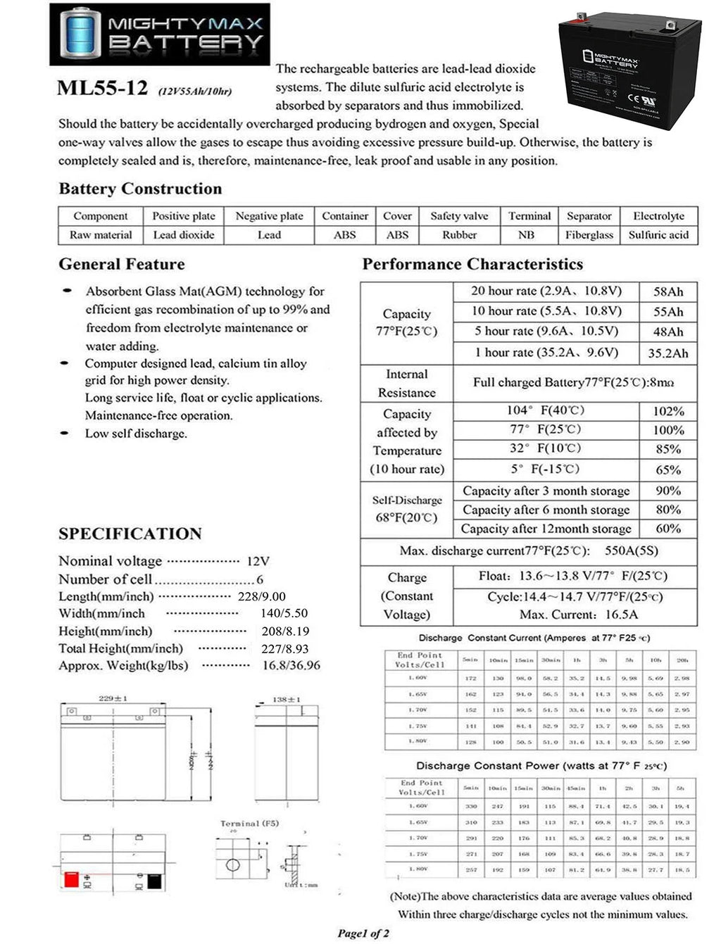 12V 55Ah Deep Cycle Battery A562