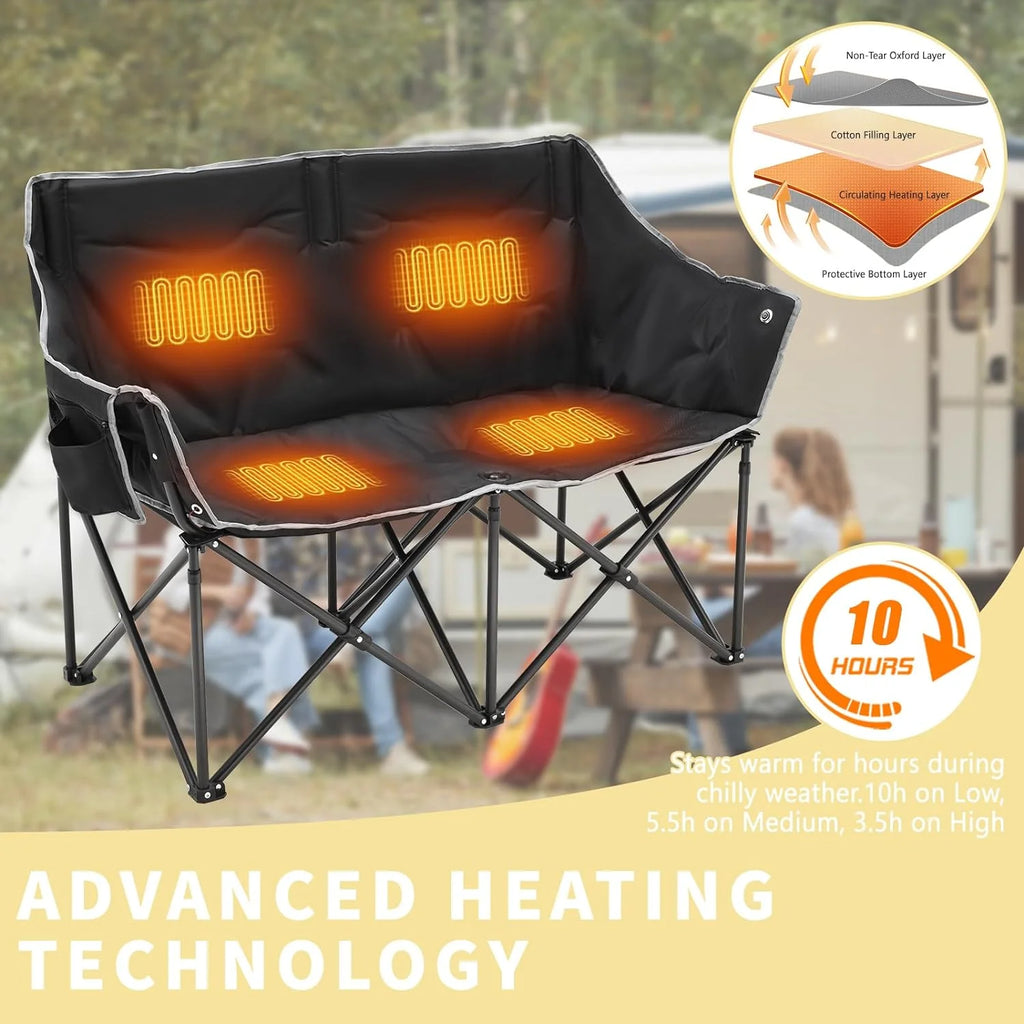 Oversized Heated Two Person Folding Camping Chair Z5724