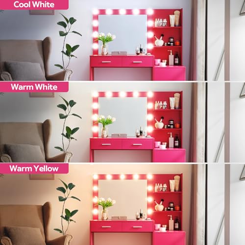 Vanity Desk with Mirror and LED Light Strip G103