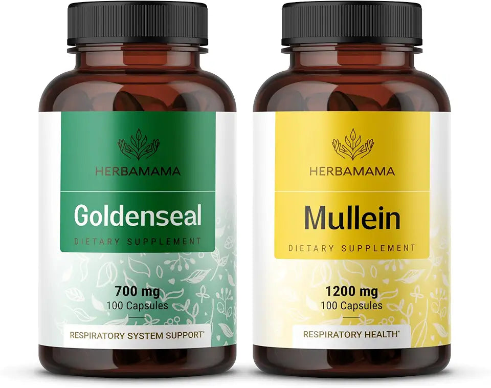 700 mg Goldenseal Root and 1200 mg Mullein Leaf Capsules 2 Pack V5631