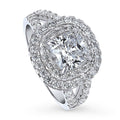 Sterling Silver Cushion Cut Cubic Zirconia Split Shank Ring B386