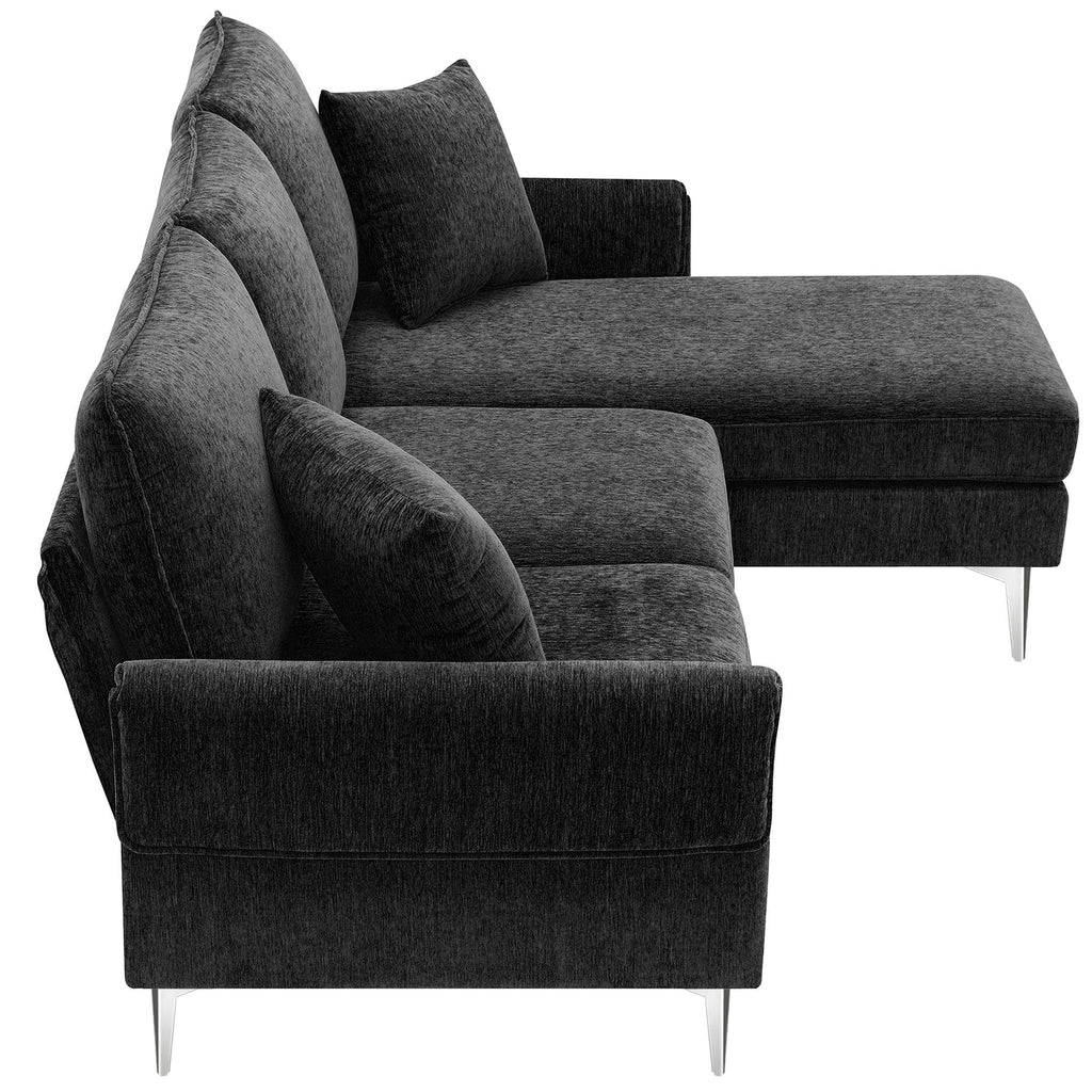 84" L-Shaped Black Sofa with Reversible Chaise I397