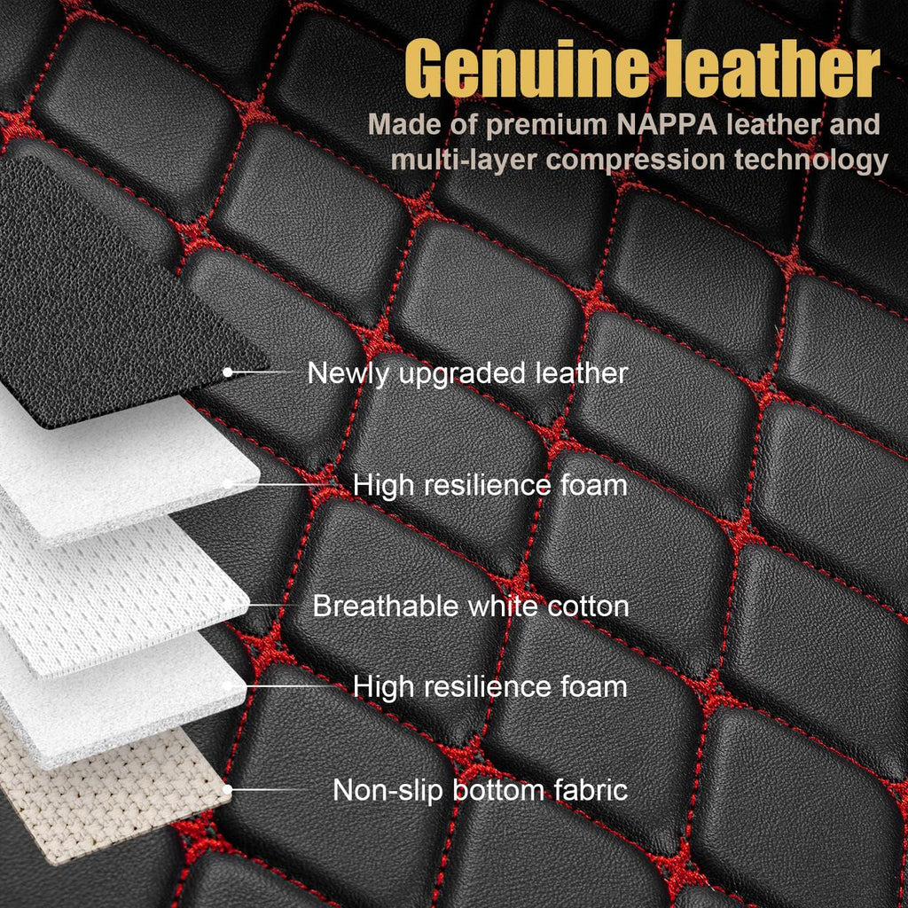 Leather Car Floor Mats Custom Fit (1st & 2nd Row Black) G9616