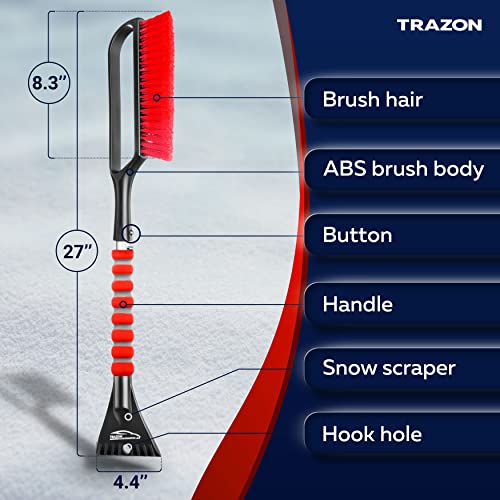 27" Snow Brush & Ice Scrapers with Foam Grip, Detachable, Gray Z915699