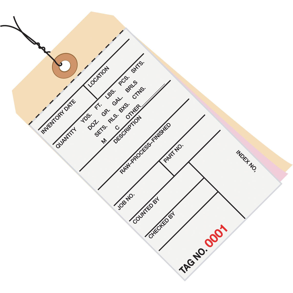 Inventory Tags 3 Part Carbonless #8 Pre-Wired A7579