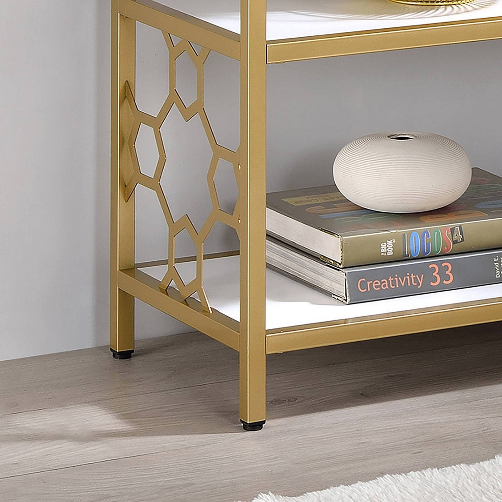 White/Gold 6 Shelf Bookcase C26678