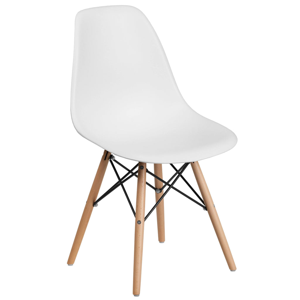 2 Pack Plastic Chair with Wooden Legs Green U5916