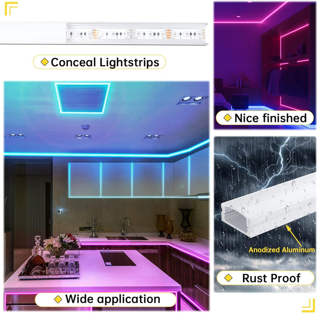 15Pack 3.3FT/1M LED Channel System with Milky White Cover Lens, Silver Aluminum Extrusion Profile Housing Track for Strip Tape Light, U Shape, Pack of 2 Y37331