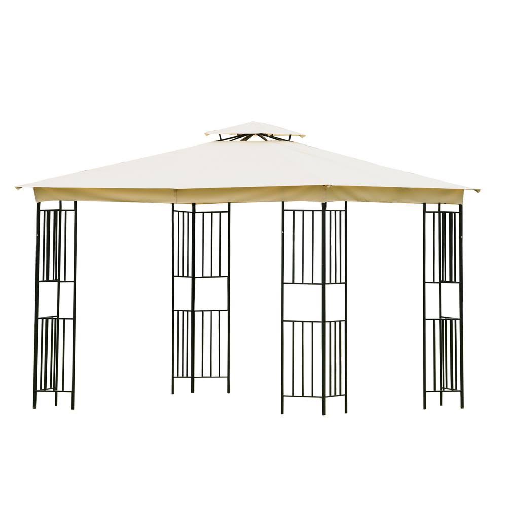 Beige 10 ft. x 10 ft. Soft Canopy Patio Gazebo X613156