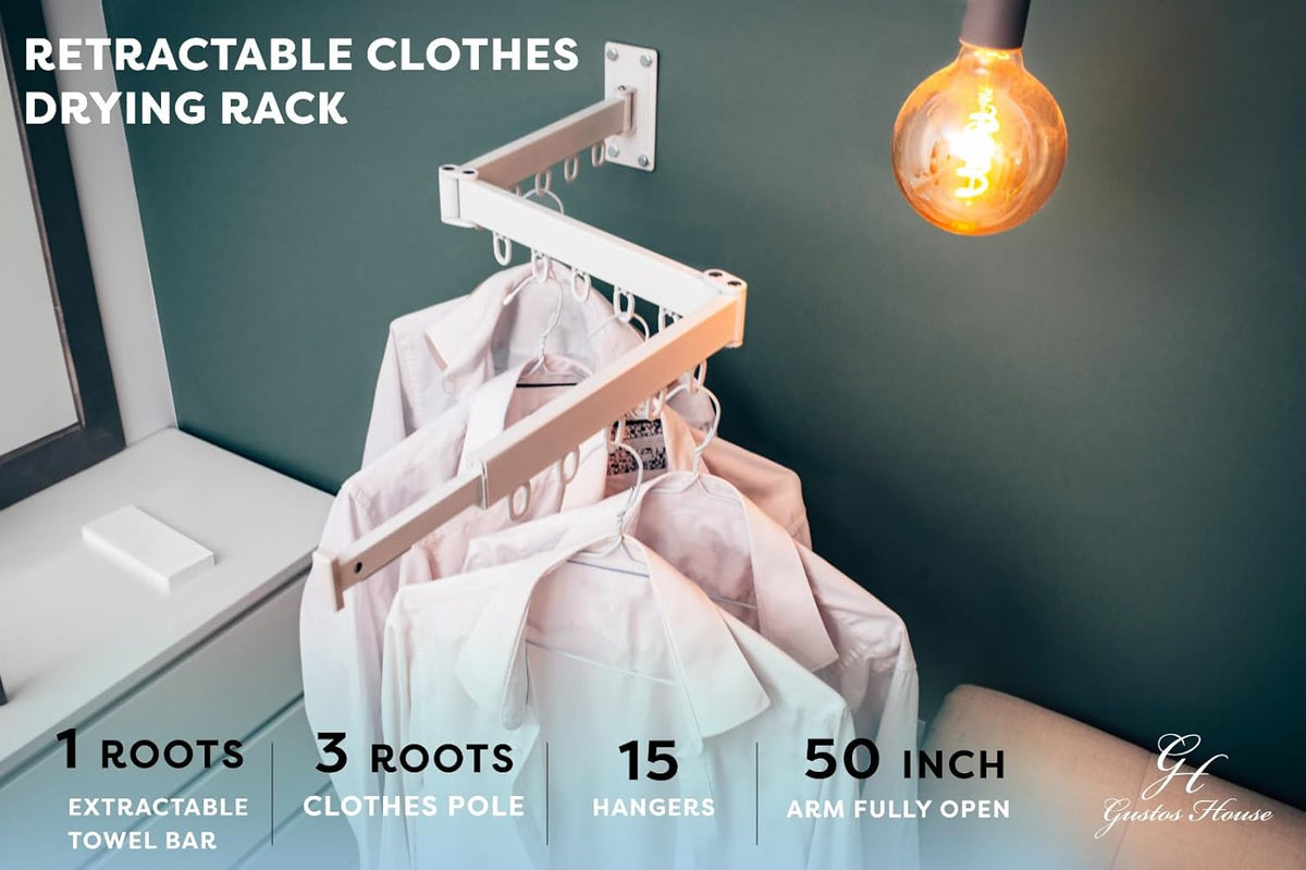 Wall Mounted Retractable Folding Clothes Rack J708933
