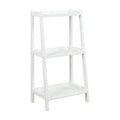 Solid Wood Ladder Bookcase White 3 Shelves J517064