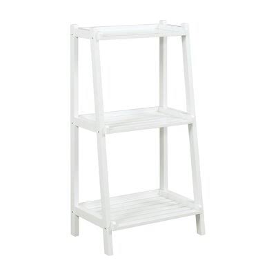 Solid Wood Ladder Bookcase White 3 Shelves J517064