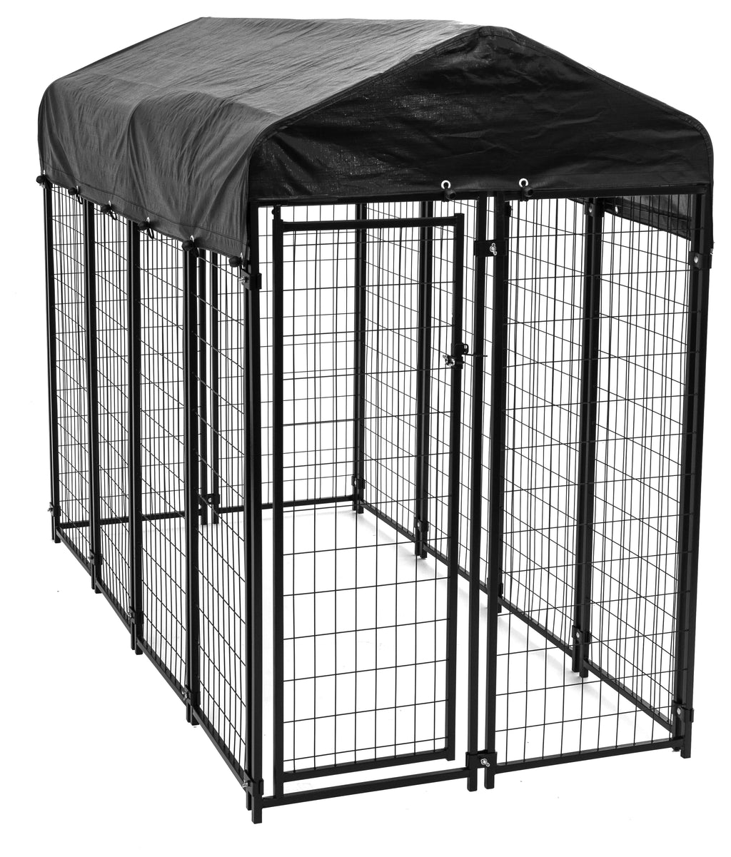 8ft x 4ft x 6ft Black Outdoor Dog Kennel with Cover A408