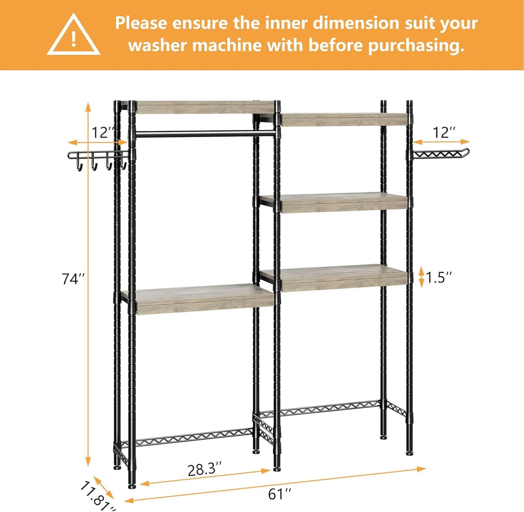 5-Tier Wood Over The Washer and Dryer Laundry Drying Clothes Racks M252057