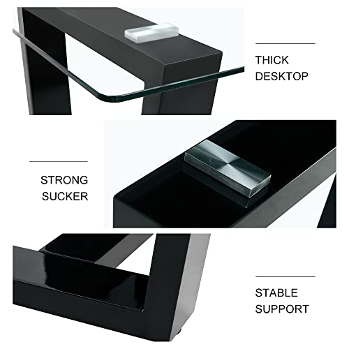 51" Glass Table with Rectangular Tempered Tabletop and Black Coated Metal Legs L2601