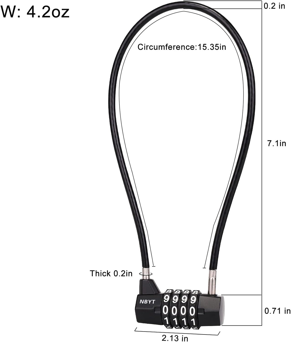 4 Digit Combination Padlock with Long Shackle I93809