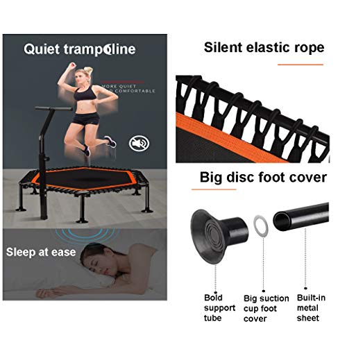 40 Inch Fitness Trampoline with Adjustable Handle Bar, Max Load 600Lbs O756665