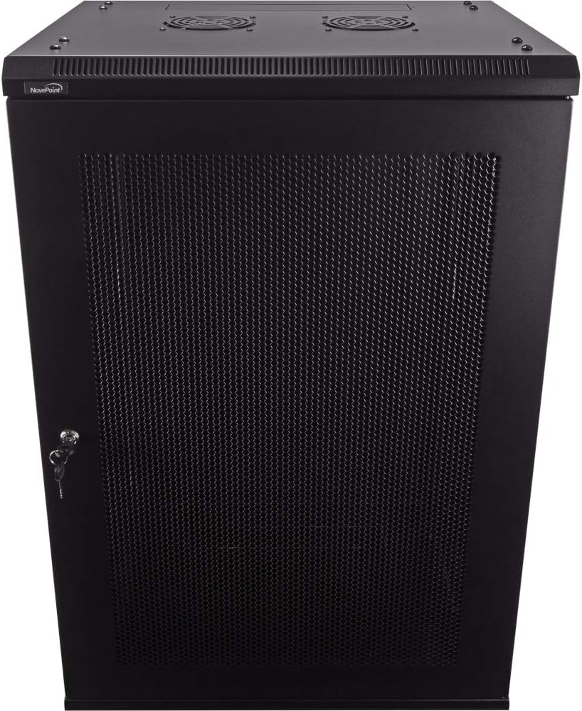 18U 19-Inch Server Network Rack with Locking Perforated Door Black N570283