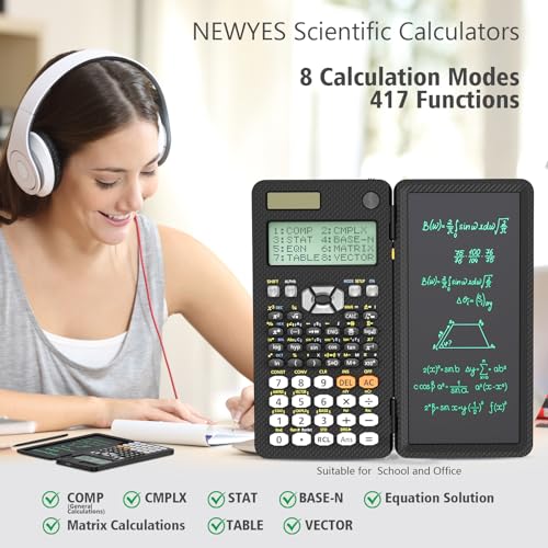 Black Rechargeable Scientific Calculator with Writing Pad and Hard Case Z12875