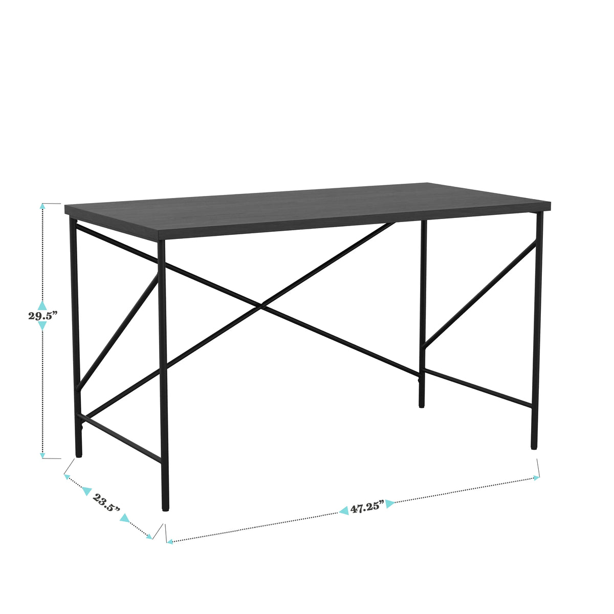 Black Wood Grain Parsons Desk with Metal X-Frame V424619
