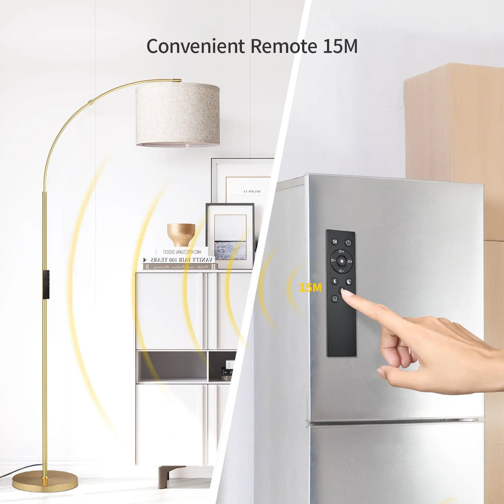 Gold Arc Floor Lamp with Remote S8792