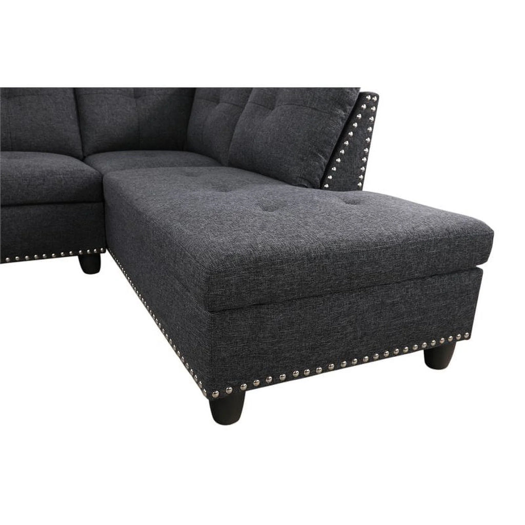 Black Gray Sectional and Ottoman M49313