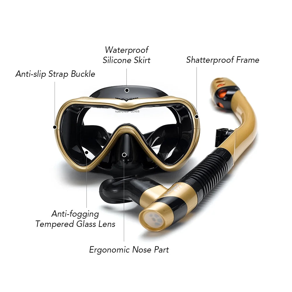Leakproof Snorkel Set with Anti fog Goggles and Snorkel Tube H2362