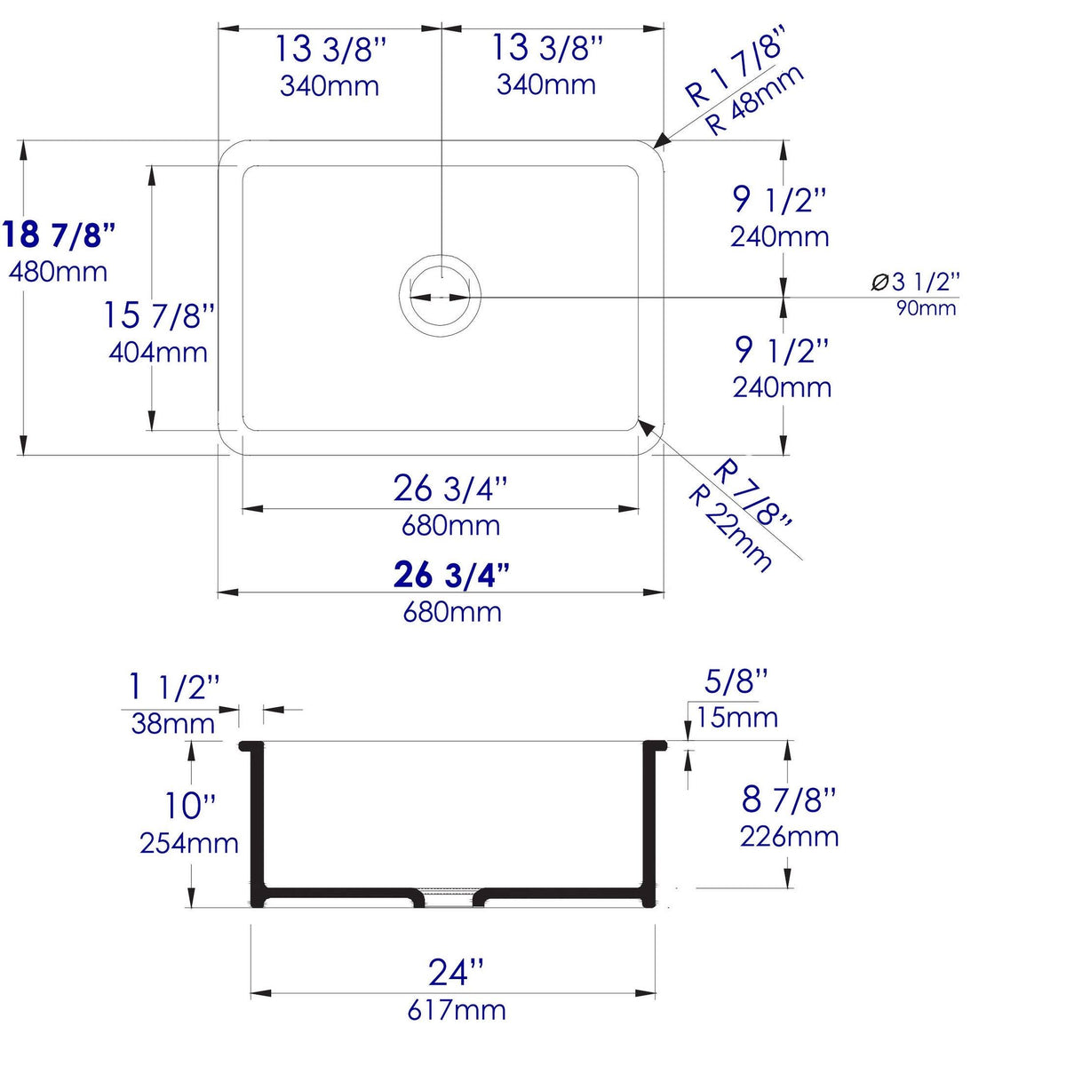 Black Matte Fireclay Kitchen Sink K819164