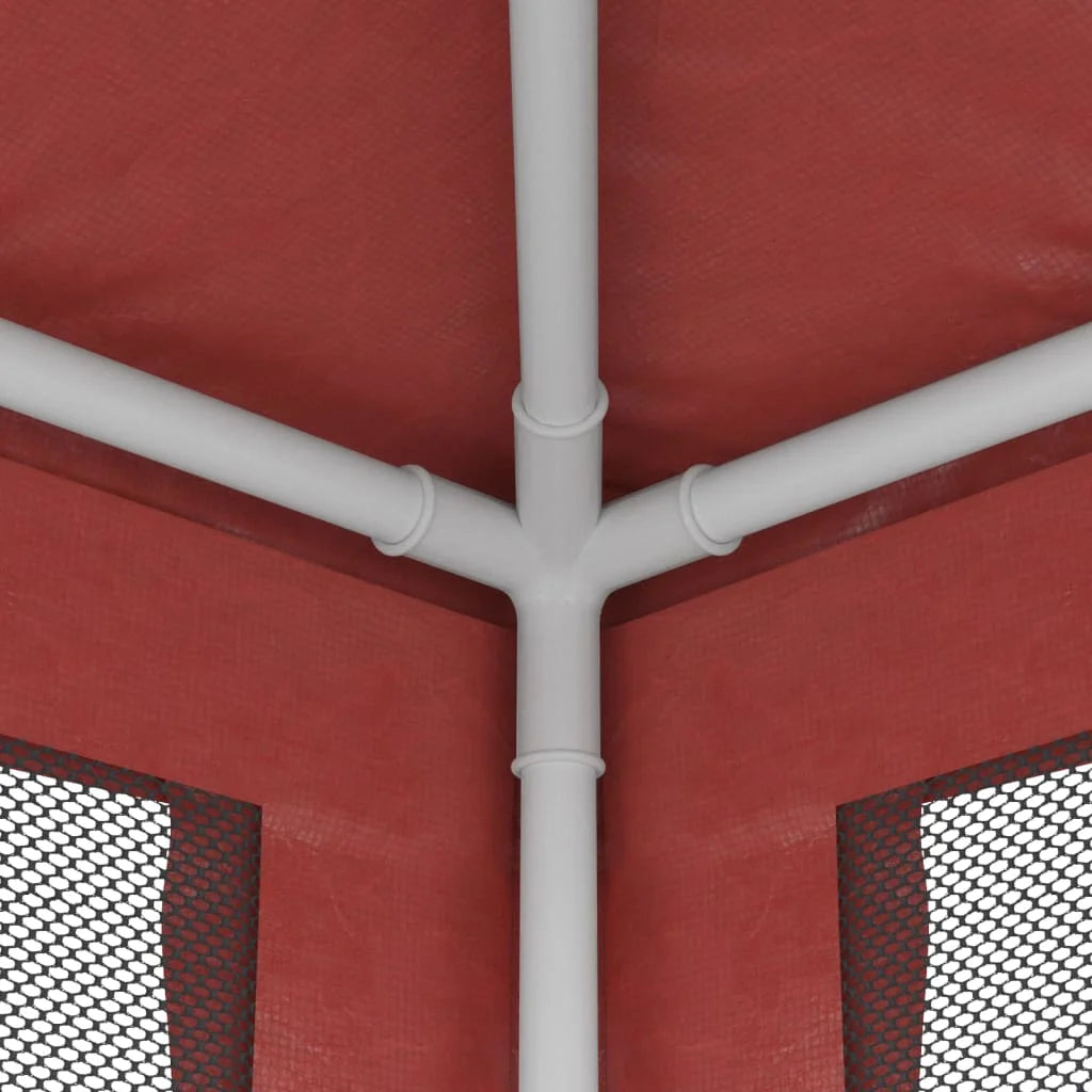 Party Tent with 4 Mesh Sidewalls Red 9.8'x9.8' HDPE M807307