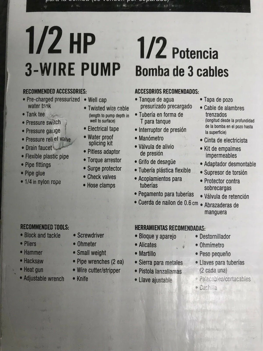 4 Submersible Deep Well 3-Wire Pump 1/2 HP 230V 600GPH O78308