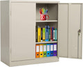 Grey Metal Storage Cabinet with 2 Locking Doors and 2 Adjustable Shelves S156