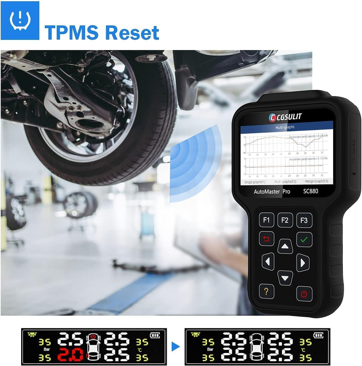 OBD2 Diagnostic Scanner with EPB ABS SAS SRS Reset Y10558