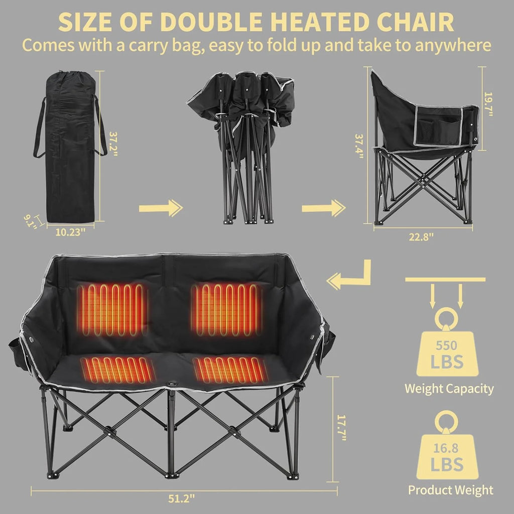 Oversized Heated Two Person Folding Camping Chair Z5724
