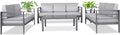 Metal Sectional Sofa with Cushions and Coffee Table（ 4 Pieces） Q835