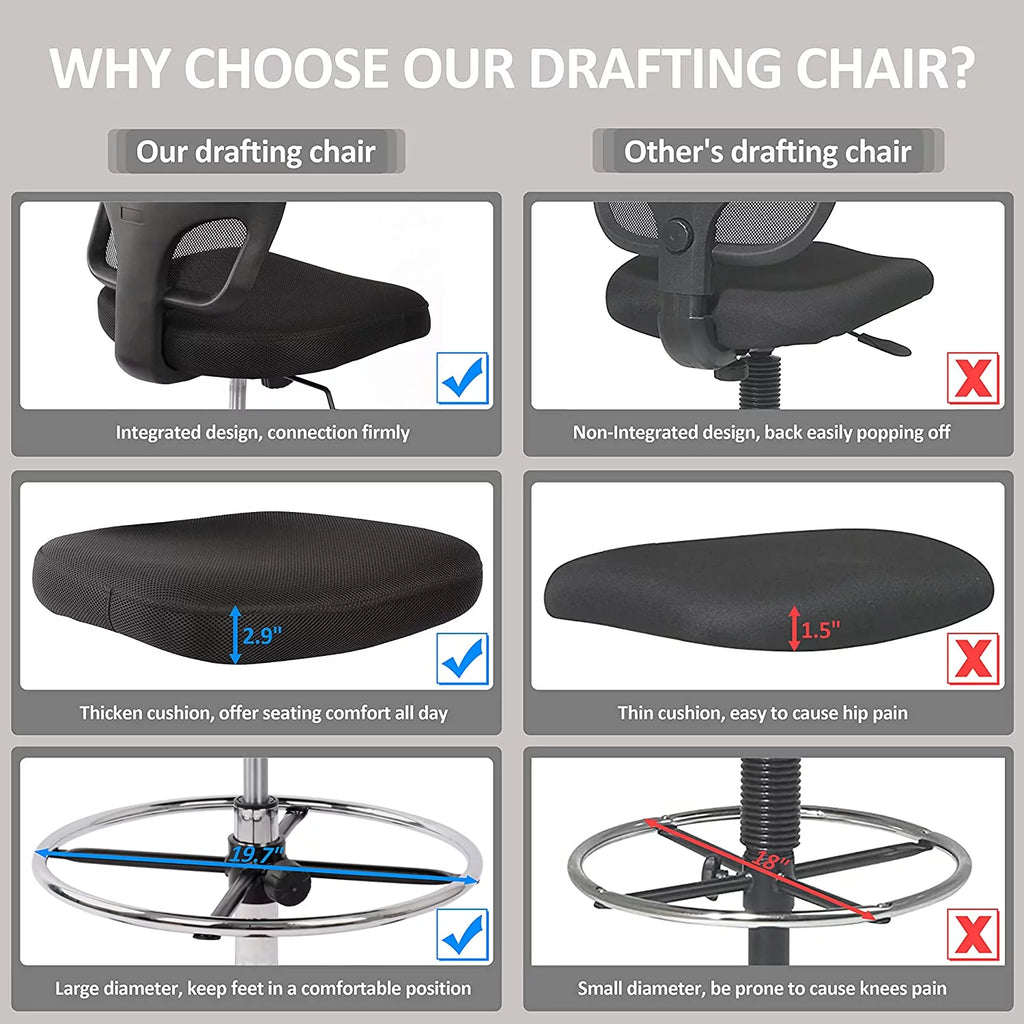 Ergonomic Height Adjustable Rolling Office Chair with Foot Ring T33863