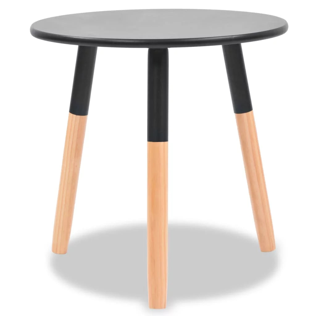 Black 2 Piece Solid Pinewood Side Table Set E19363