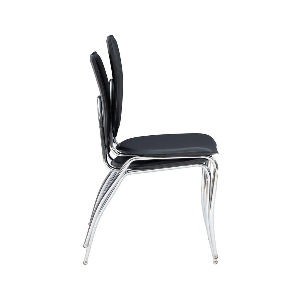 Black Metal Stacking Side Chairs Set of Two F136
