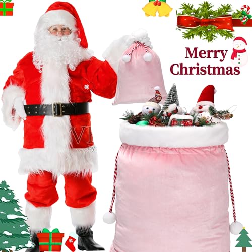 2 Pcs Christmas Velvet Drawstring Bags T8269